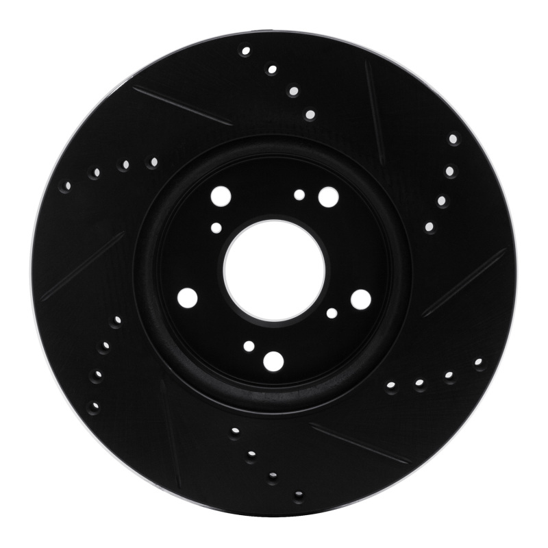 Honda Civic Brake Rotor (1) - Front Left - R1 Concepts - Drilled & Slotted - Black - `13-`25